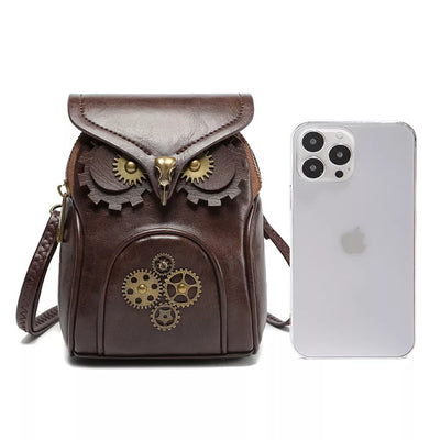 Steampunk Owl Crossbody Bag - Bronze Mini Design - Fashions Envy
