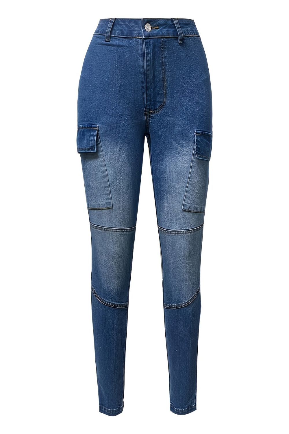 Medium Blue Denim Skinny Jeans with Pockets