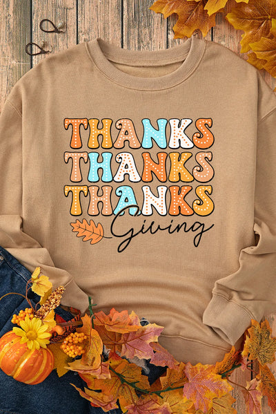 THANKSGIVING Round Neck Dropped Shoulder Sweatshirt - Fashions Envy