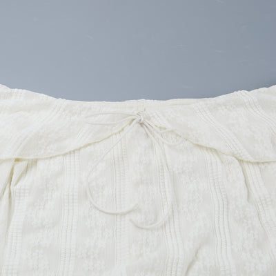 Off Shoulder Backless Lace Dress - Long Sleeve Mini Apricot - Fashions Envy