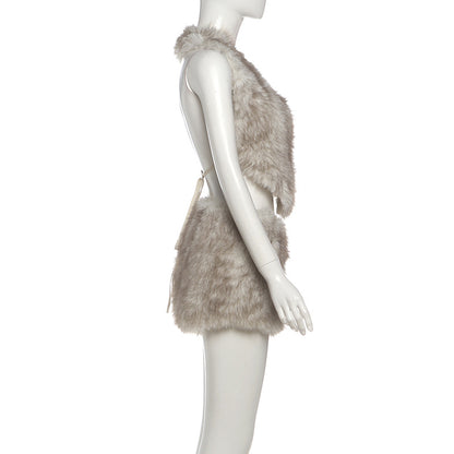 Backless Lace-Up Top and Shorts Set - Khaki Two Piece - Fashions Envy