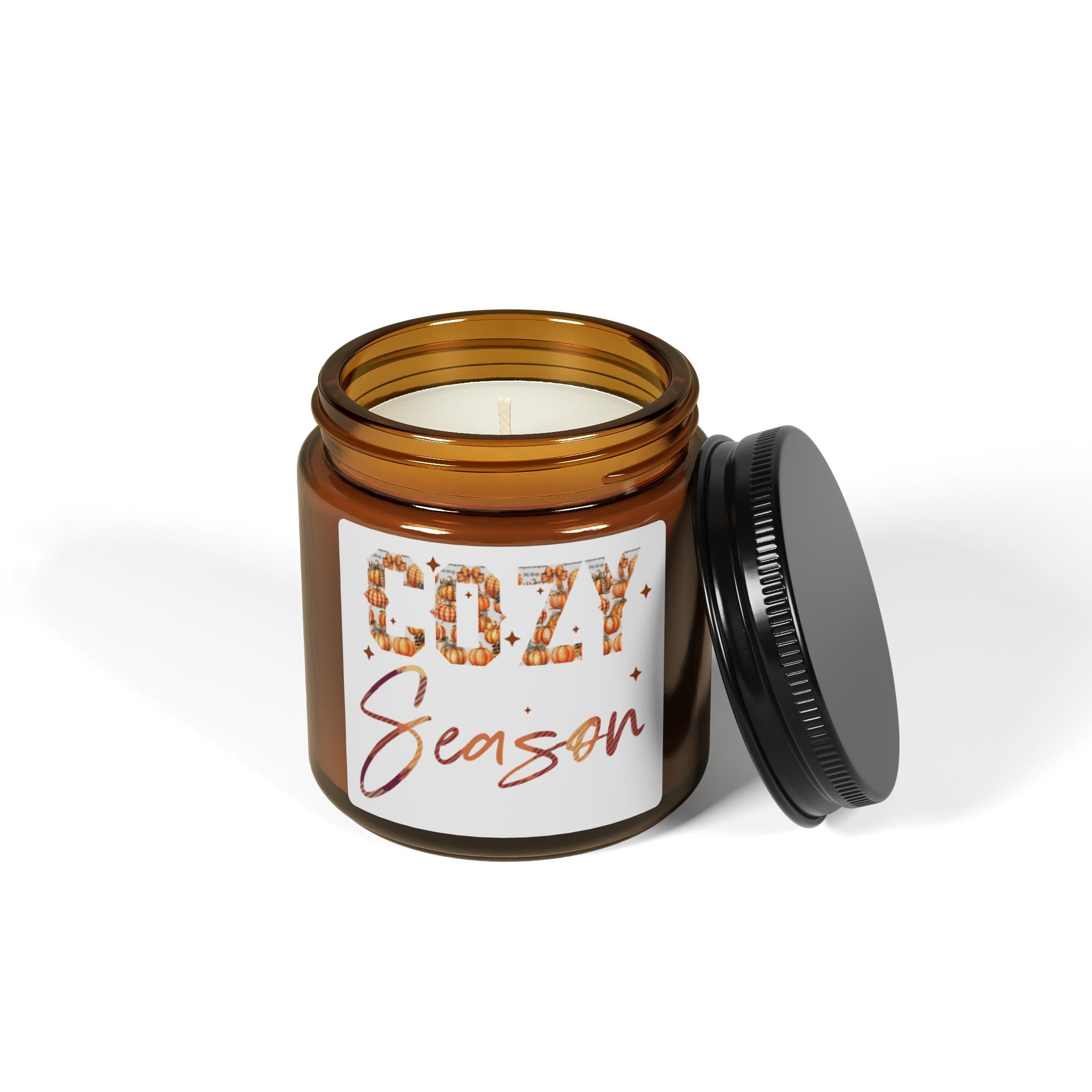 Cozy Season Scented Soy Candle (Multi-Size, Amber Jar)