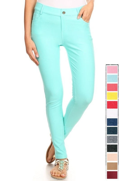 Cotton-Blend 5-Pocket Skinny Jeggings - Fashions Envy