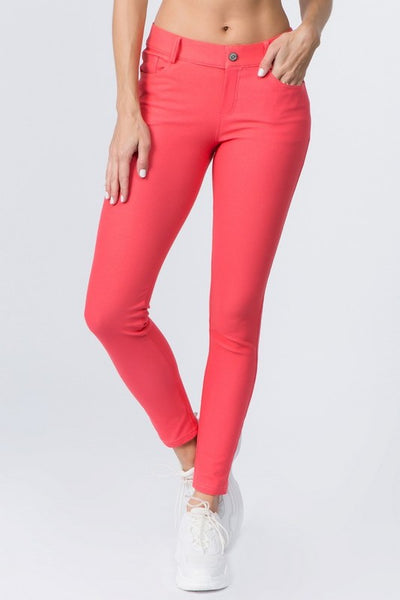 Cotton-Blend 5-Pocket Skinny Jeggings - Fashions Envy