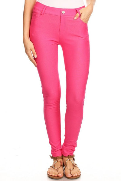 Cotton-Blend 5-Pocket Skinny Jeggings - Fashions Envy