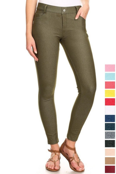 Cotton-Blend 5-Pocket Skinny Jeggings - Fashions Envy