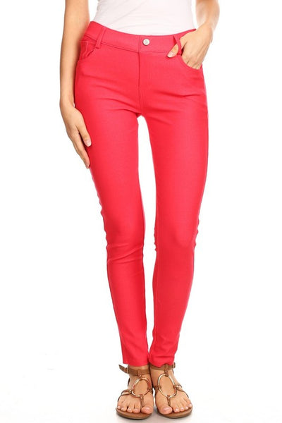 Cotton-Blend 5-Pocket Skinny Jeggings - Fashions Envy