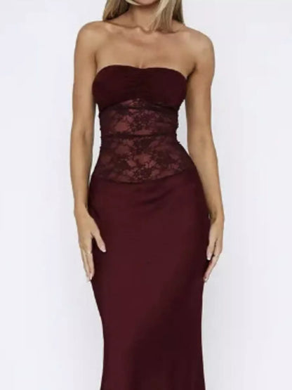 Lace Corset Maxi Dress - Sheer Elegant Evening Gown - Fashions Envy