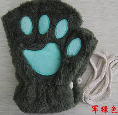 Paw Print Gloves - Cat Claw Winter Fingerless