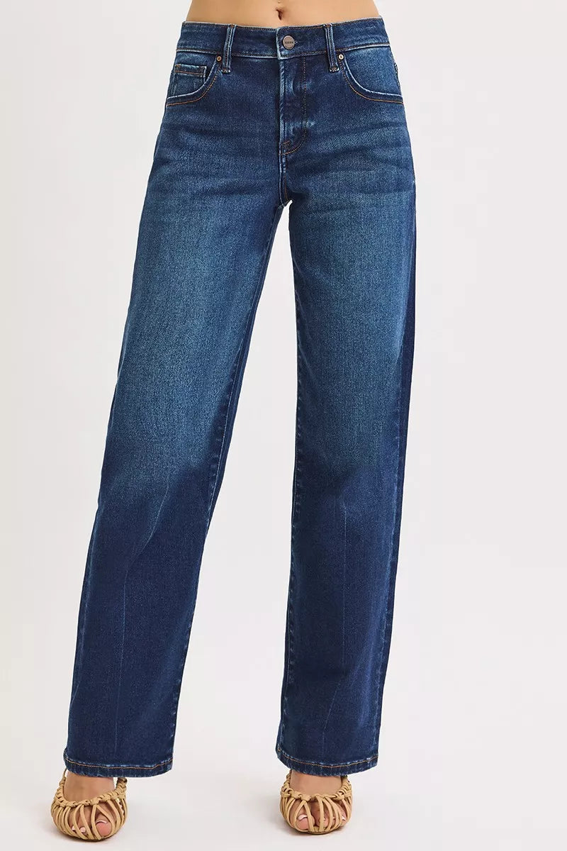 RISEN Wide Baggy Jeans Women - Mid Rise Relaxed Fit - Fashions Envy