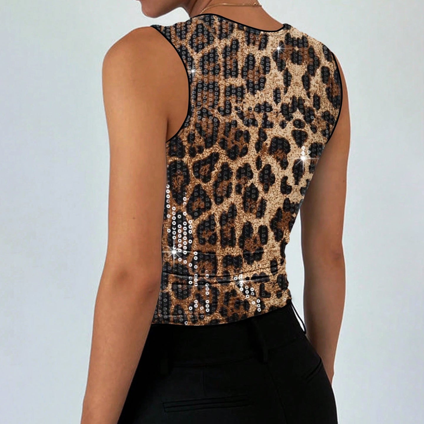 Leopard Print Cami - Party Glitter Square Neck