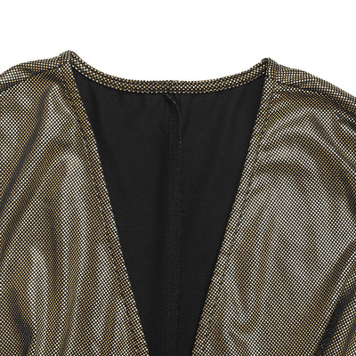 Deep V-neck Gathered Mini Dress - Classic Golden Long Sleeve