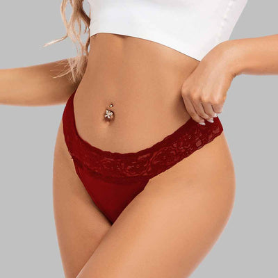 Women's Stretch Lace Thong - Wide Band Low-rise