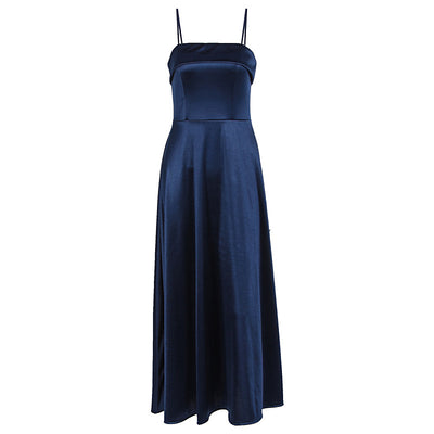 Satin Suspender Dress - Sleeveless Evening Gown - Fashions Envy