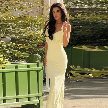 V-Neck Maxi Dress with Lace-Up Waist - Elegant Style - Fashions Envy