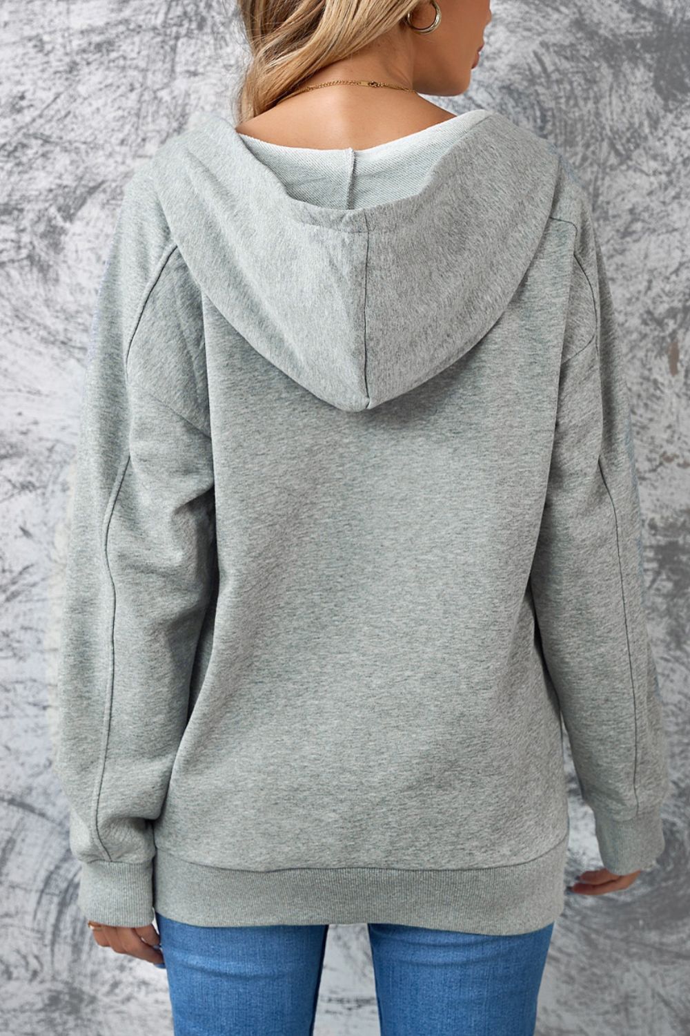 Lace Up V-neck Long Sleeve Hoodie