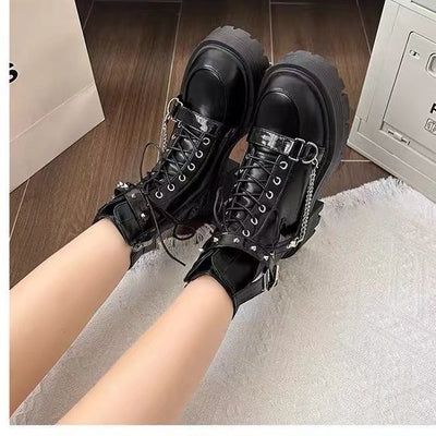 Martin Boots - Black Thick Sole Mid-Calf Platform