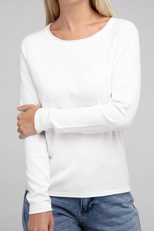 Long Sleeve Viscose Round Neck Basic Sweater