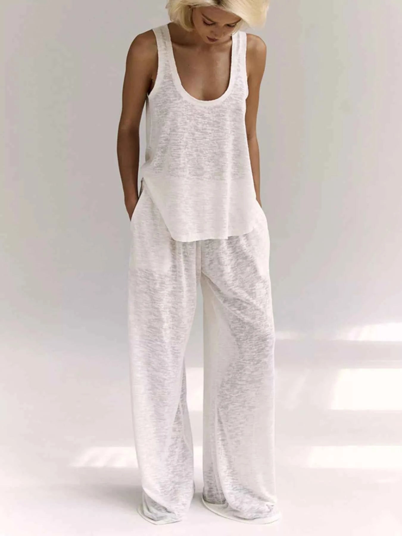 Wide Strap Tank and Pants Lounge Set
