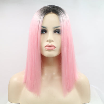 13*3" Lace Front Wigs Synthetic Mid-length Straight 12" 130% Density - Fashions Envy