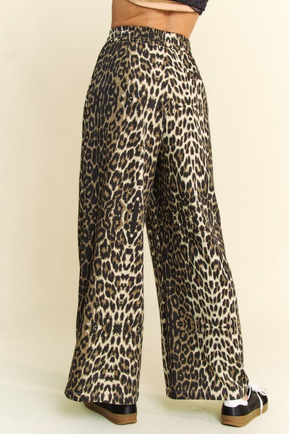 Leopard Wide Leg Casual Pants