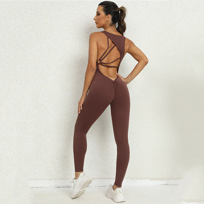 Yoga Jumpsuit - V-Back Sleeveless Fitness Activewear