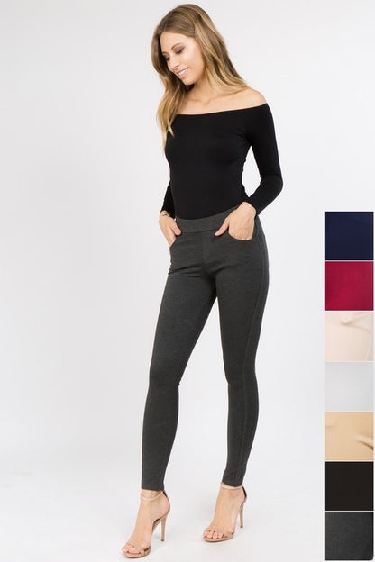 Ankle Length Form Fitting Casual Ponte Pants