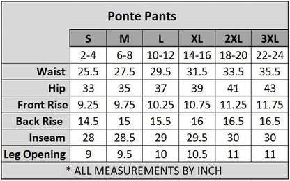 Ankle Length Form Fitting Casual Ponte Pants