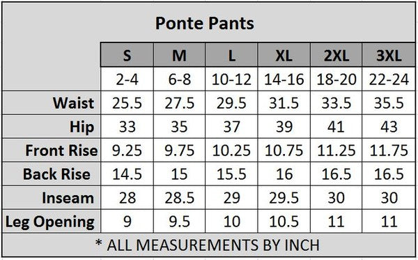 Ankle Length Form Fitting Casual Ponte Pants