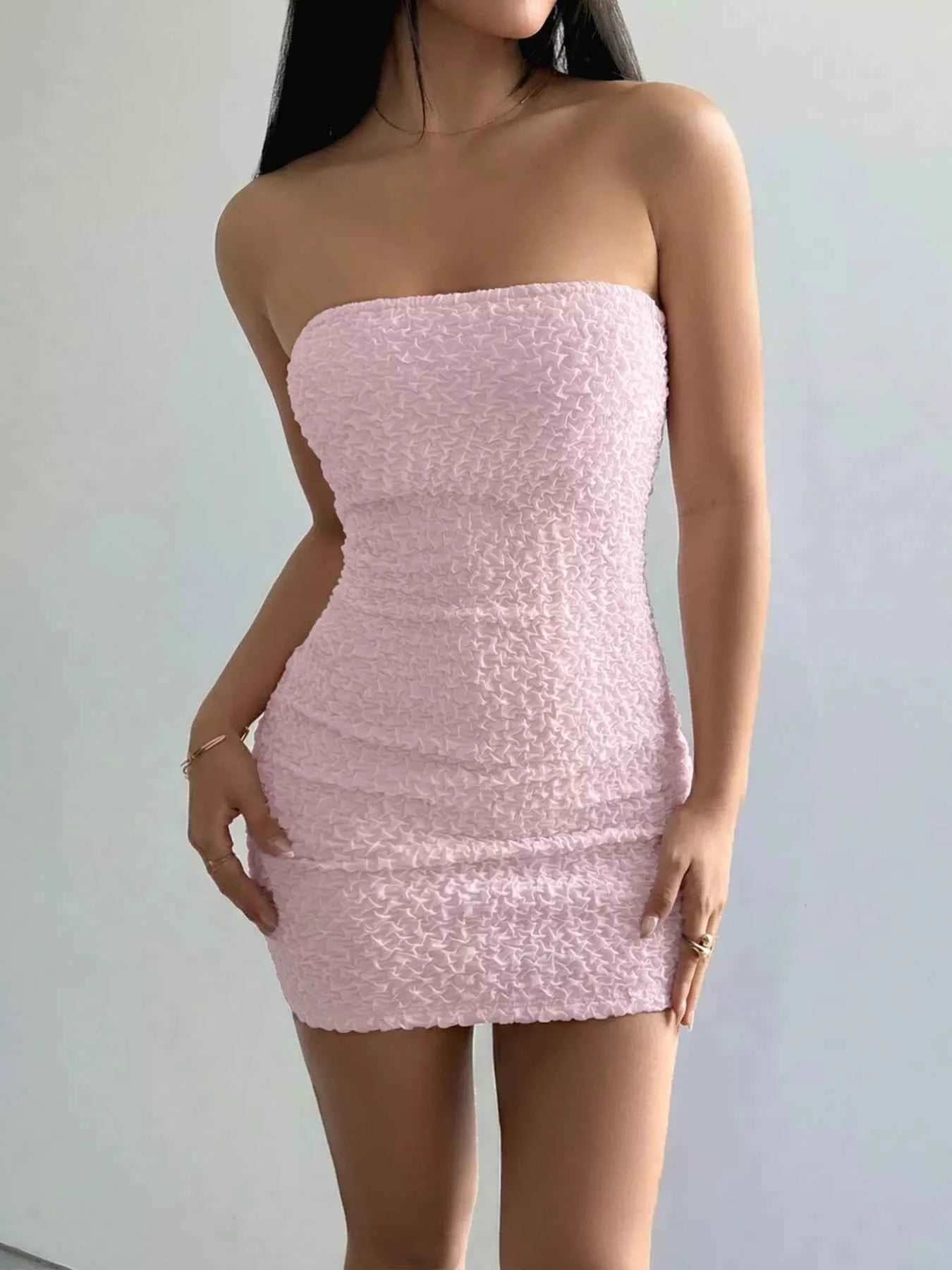 Textured Tube Bodycon Mini Dress
