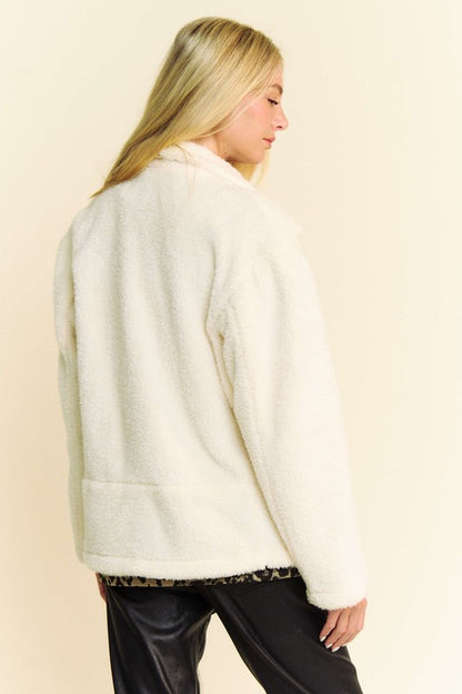 Cream Faux Fur Zip Up Warm Cozy Jacket