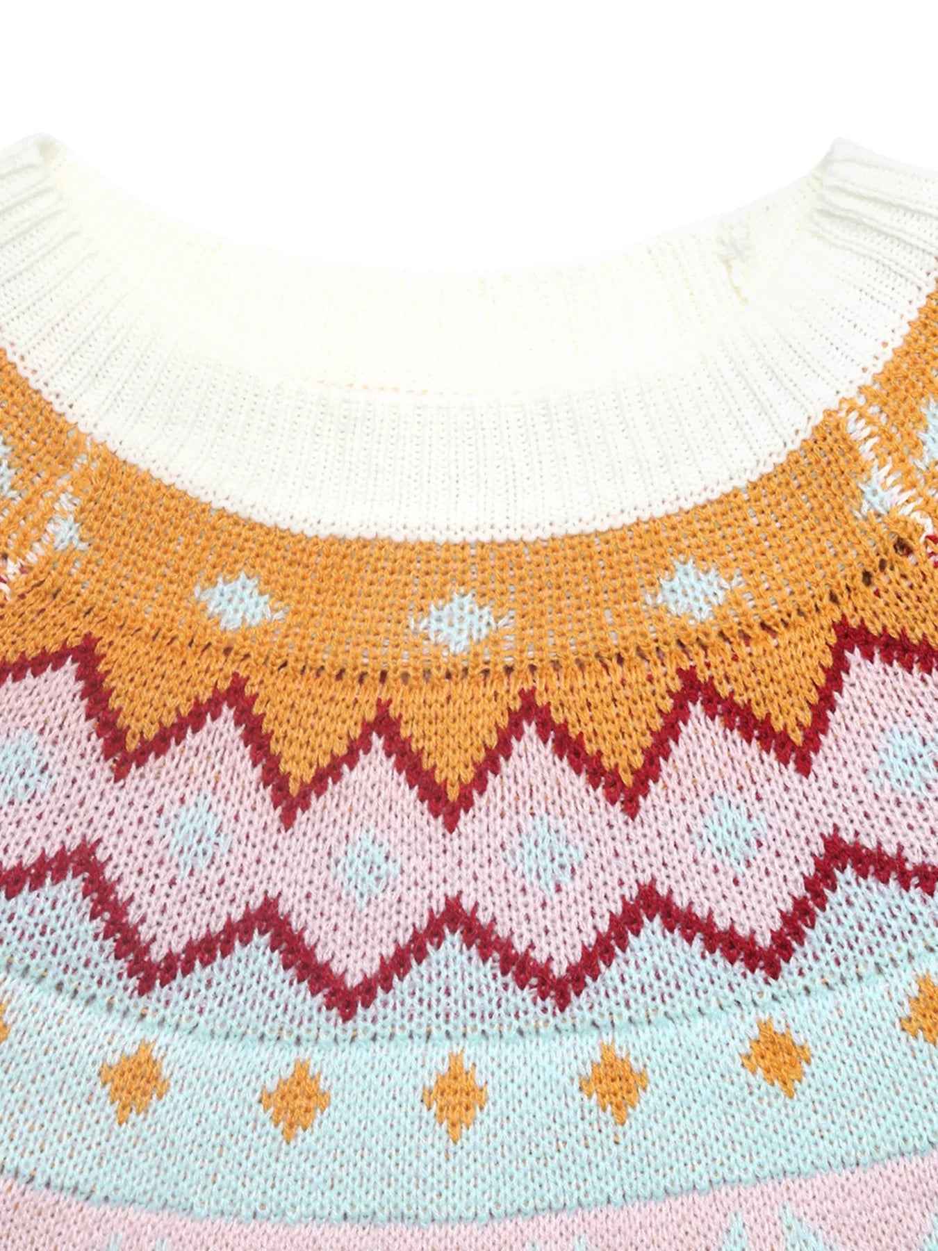 White Fair Isle Sweater - Colorful Pattern Design - Fashions Envy