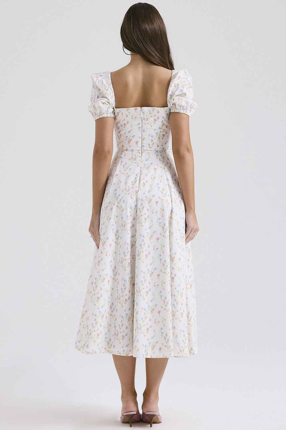 Floral Cami Maxi Dress - Cinched Waist A-Line Spaghetti Strap