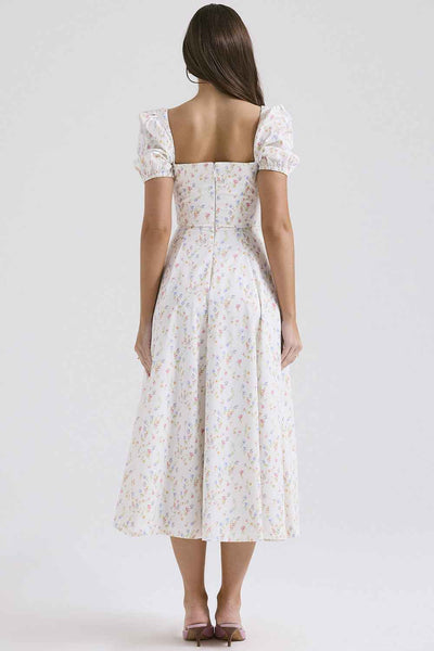 Floral Cami Maxi Dress - Cinched Waist A-Line Spaghetti Strap