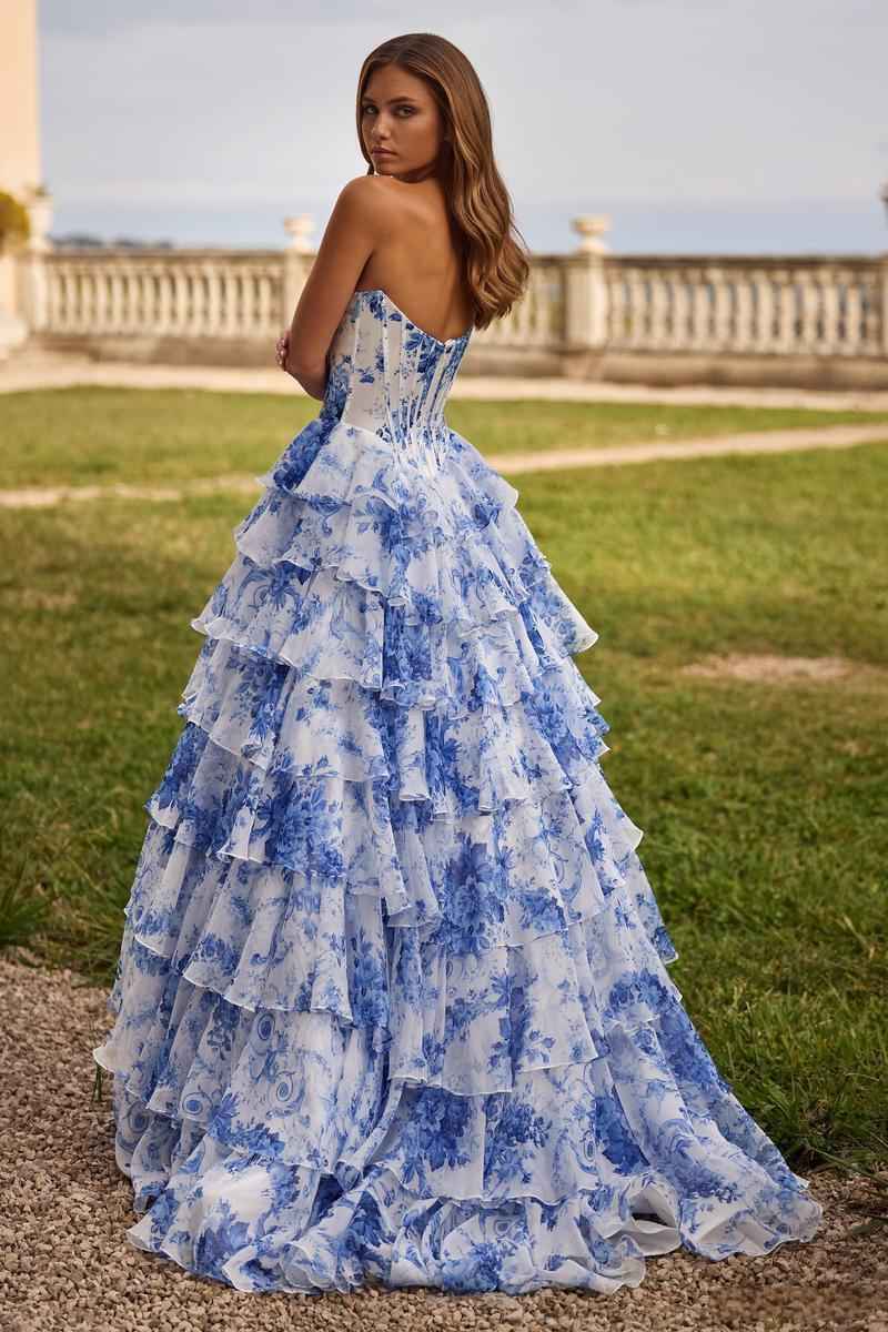 Sweetheart Neck Strapless Printed Maxi Dress