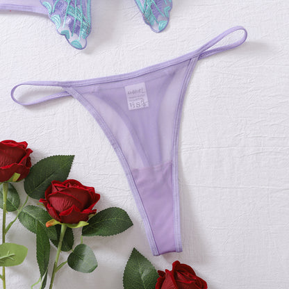 Mesh Lingerie Set - Embroidered Bow Detail