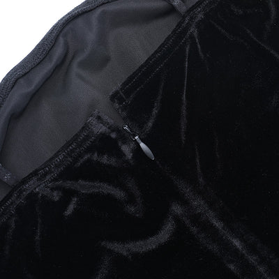 Velvet Evening Gown - Lace Halter with Long Gloves - Fashions Envy