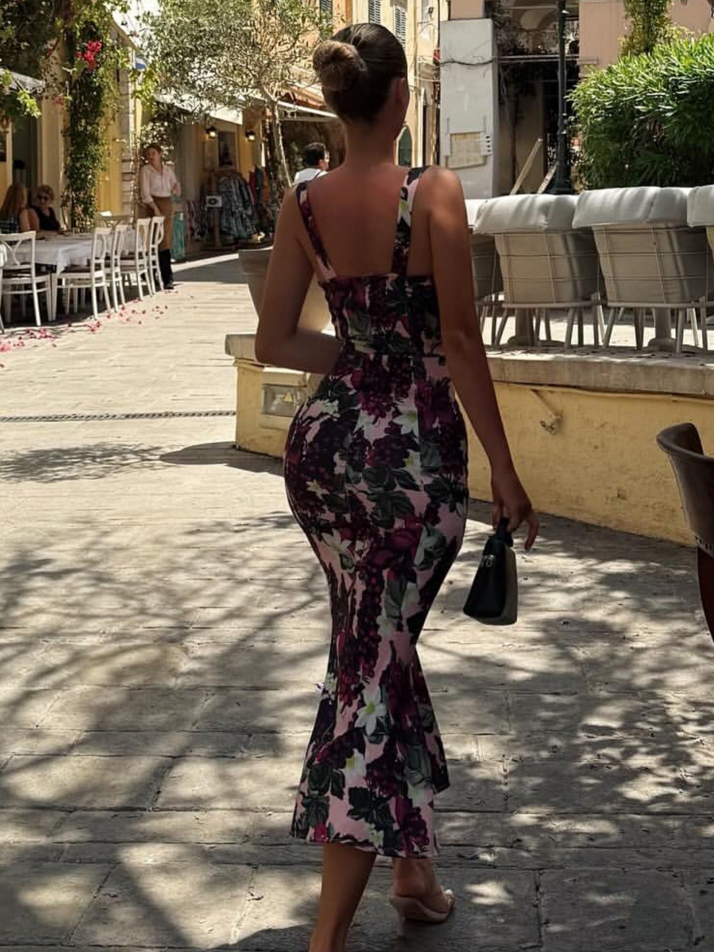 Floral Print Cami Maxi Dress - Sleeveless V-Neck Gown