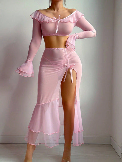 Fashions Envy Mesh Lingerie Set - Sexy Long Sleeve