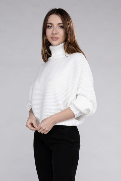 Viscose Dolman Sleeve Turtleneck Sweater - Fashions Envy