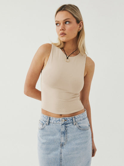 Round Neck Cropped Tank - Fashions Envy