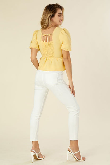 Bubbles Sleeved Blouse with Peplum