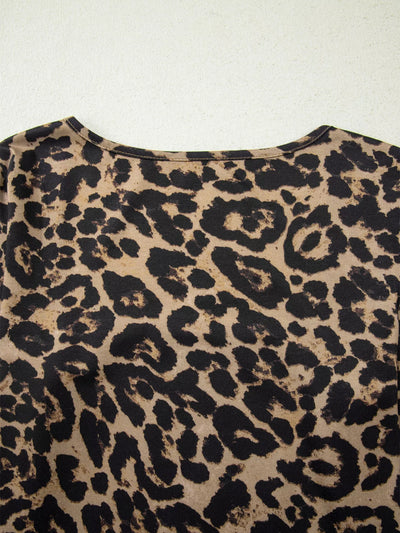 Leopard Print Top - Square Neck Long Sleeve Going Out - Fashions Envy