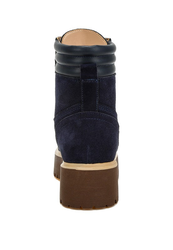 Quilted Collar Parula High Ankle Suede Boots