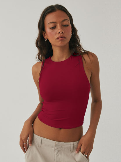 Round Neck Cropped Tank - Fashions Envy