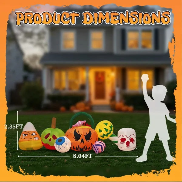 8ft Halloween Inflatable Pumpkin Eyeball - LED Yard Decor - Fashions Envy