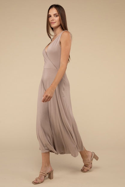 Surplice Neckline Sleeveless Relaxed Jumpsuit