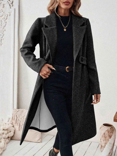 Wool Blend Overcoat - One Button Belted Long Coat - Fashions Envy