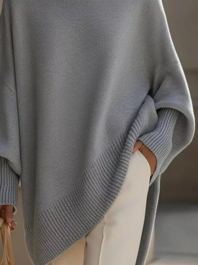 Oversized Sweater - Ribbed Batwing Sleeve - Fashions Envy
