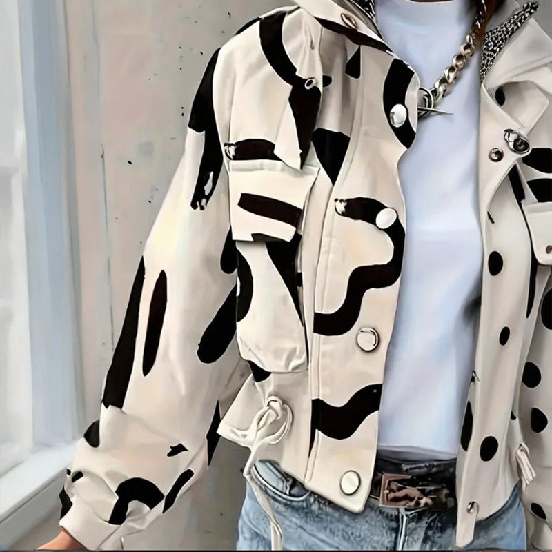 Women's Stand Collar Jacket - Button Zipper Spring Coat - Fashions Envy